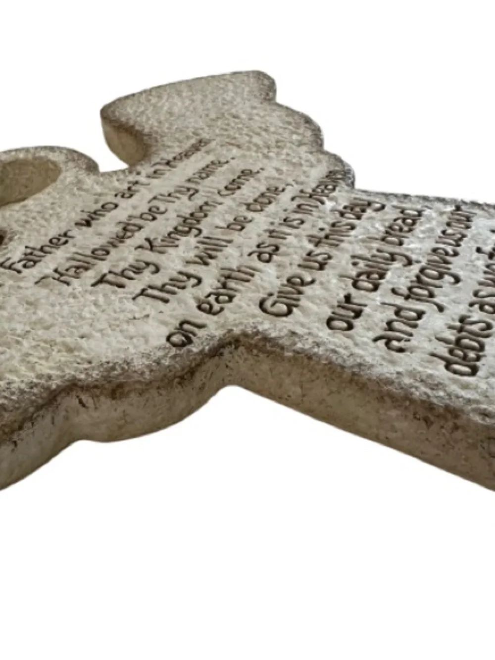caffco Cross Angel Wall Plaque with Lord's Prayer Neutral Stone Tone Wall Decor